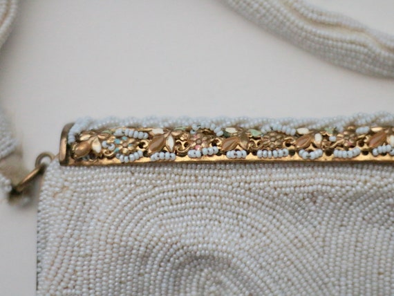 vintage / white beaded clutch purse - image 3