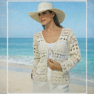 Lace Cardigan Crochet Pattern PDF. Summer Boho Crochet Top. Lightweight Beach Cover Up