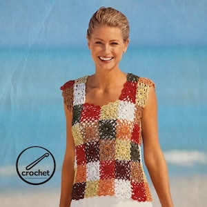 Top Granny Square Crochet Pattern. Vintage Patchwork Tank. Summer Top. Festival Clothing PDF