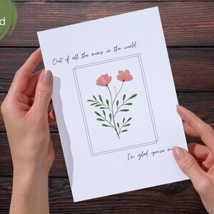 Tarjeta del Día de la Madre para Mamá – Tarjeta Floral Imprimible – Tarjeta para Mamá Mejor Amiga – Descarga Digital – Tarjeta de Agradecimiento Sencilla de 5x7 para Mamá