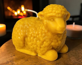 Sheep Beeswax Candle, Cute Lamb Candle Handmade, Natural Eco Candle, Farm Animal Decor, Unique Gift, Cozy Home Candle