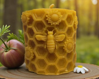 Handmade Beeswax Decorative Candle – Natural Artisan Home Decor Gift