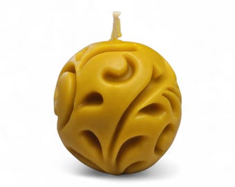 Beeswax Wedding Candle – Handmade Ornamental Sphere Candle, Rustic Bridal Shower Decor, Natural Honey Wedding Gift