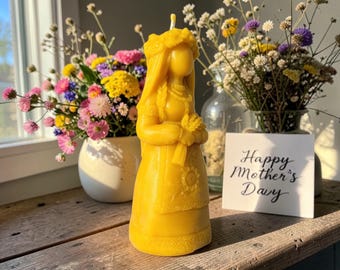 Mother’s Day Beeswax Candle – Handmade Female Figure Candle – Natural Beeswax Sculpture Candle – Gift for Mom – Eco Friendly Candle