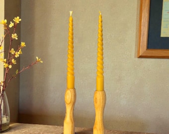Set of 2 Natural Beeswax Spiral Candles. Handmade Eco Friendly Taper Candles.Minimal Rustic Gift