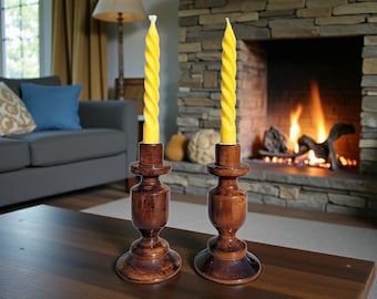 Spiral Beeswax Candles Set of 2, Handmade Natural Honey Candles, Eco Friendly Summer Home Decor