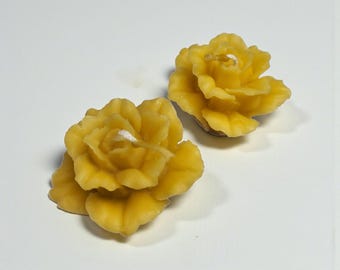 Handmade Beeswax Rose Candles – Romantic Gift Set of 2
