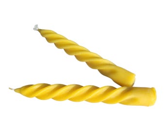 Spiral Beeswax Candle Set of 2 – Handmade Natural Honey Scented Candles, Summer Table Decor, Eco Friendly Gift, Wedding Decor