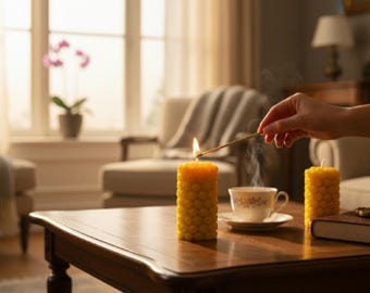 Pure Beeswax Candle.Natural Handmade Gift.Eco Friendly Decor.Organic Wax Candle.Perfect Gift Idea