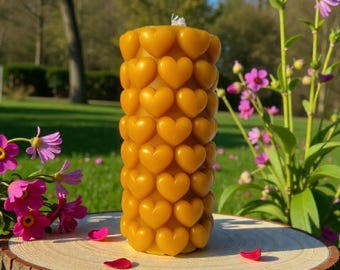 Luxury Beeswax Heart Candle – Handmade Natural Honey Candle, Eco-Friendly Romantic Decor, Premium Gift