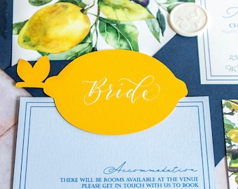 Lemon Shape Place Cards – Wedding Event Name Tags, Party Decor
