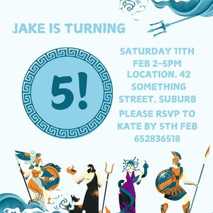 Greek Mythology Theme Birthday Invitation