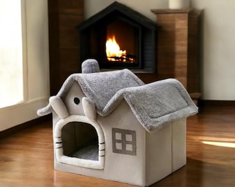 Cozy Pet House Bed: Washable Plush Cat & Small Dog Hideaway