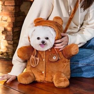 テディベア ペットキャリア – 秋冬にぴったりの、小型犬用の心地よくてかわいいクロスボディバッグ