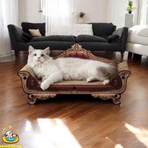 Stapelbare Katzenkratzlounge - Klassisches Sofa-Design aus doppellagiger Wellpappe – Haltbares & bequemes Katzenkissen in Dunkelbraun