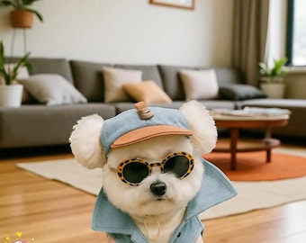 Pet Sun Hat & Sunglasses Set: Stylish Dog Cat Photo Prop