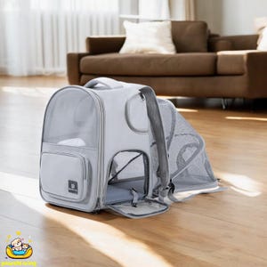 Expandable Pet Carrier Backpack. Spacious, Durable Nylon Bag with Zipper Closure for Cats & Dogs – Perfect for Travel and Outdoor Adventures