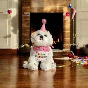 Conjunto de chapéu e bandana para aniversário de cachorro e gato: acessório para festa de animais de estimação
