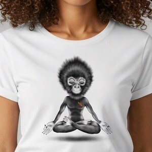 Meditating Monkey Yoga T-Shirt, Animal Mindfulness Graphic Tee