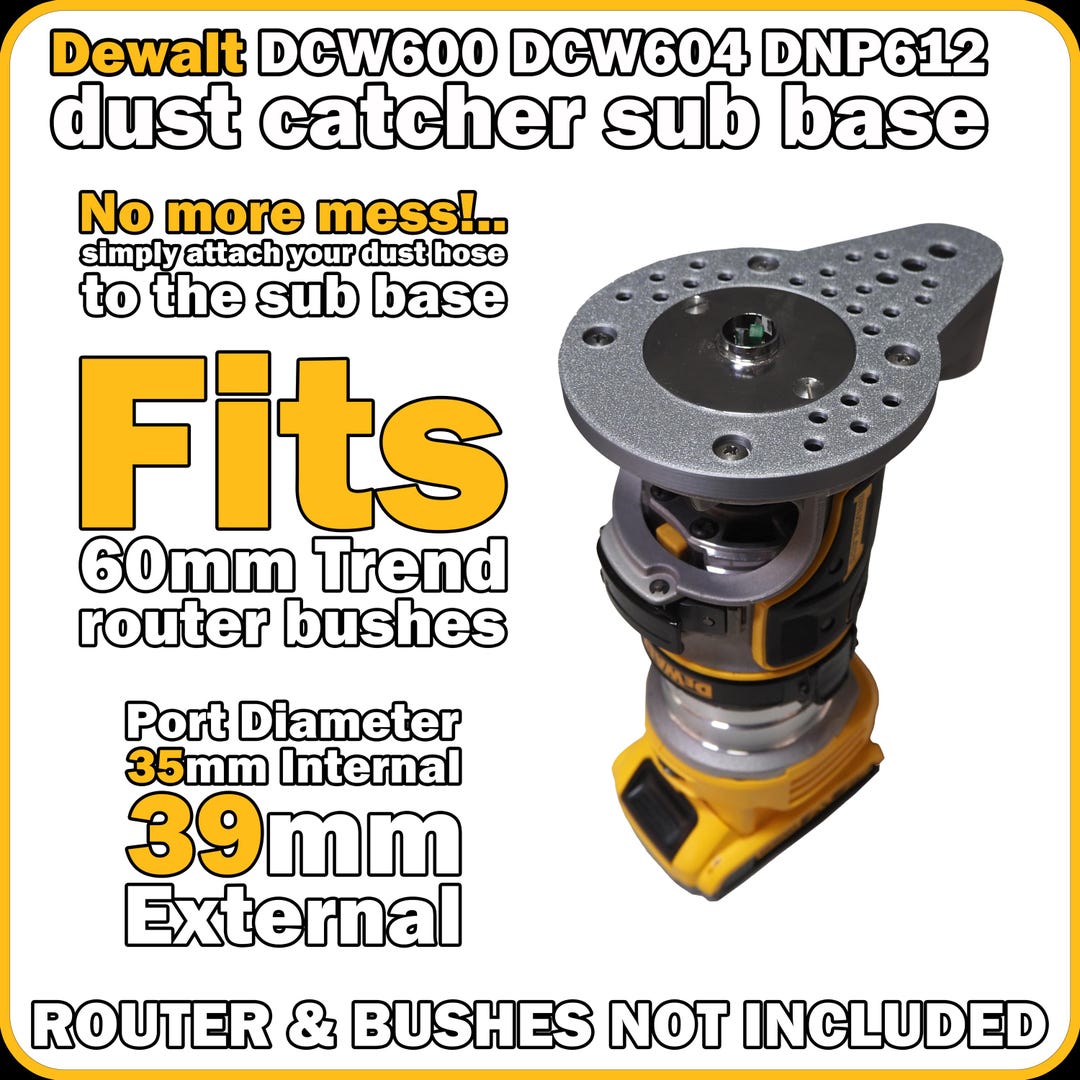 Dewalt DCW600 DCW604 D26200 D26204 Series Dust Catcher Router Sub-base ...