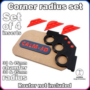 Corner radius and chamfer template set of 4 chamfer attachments