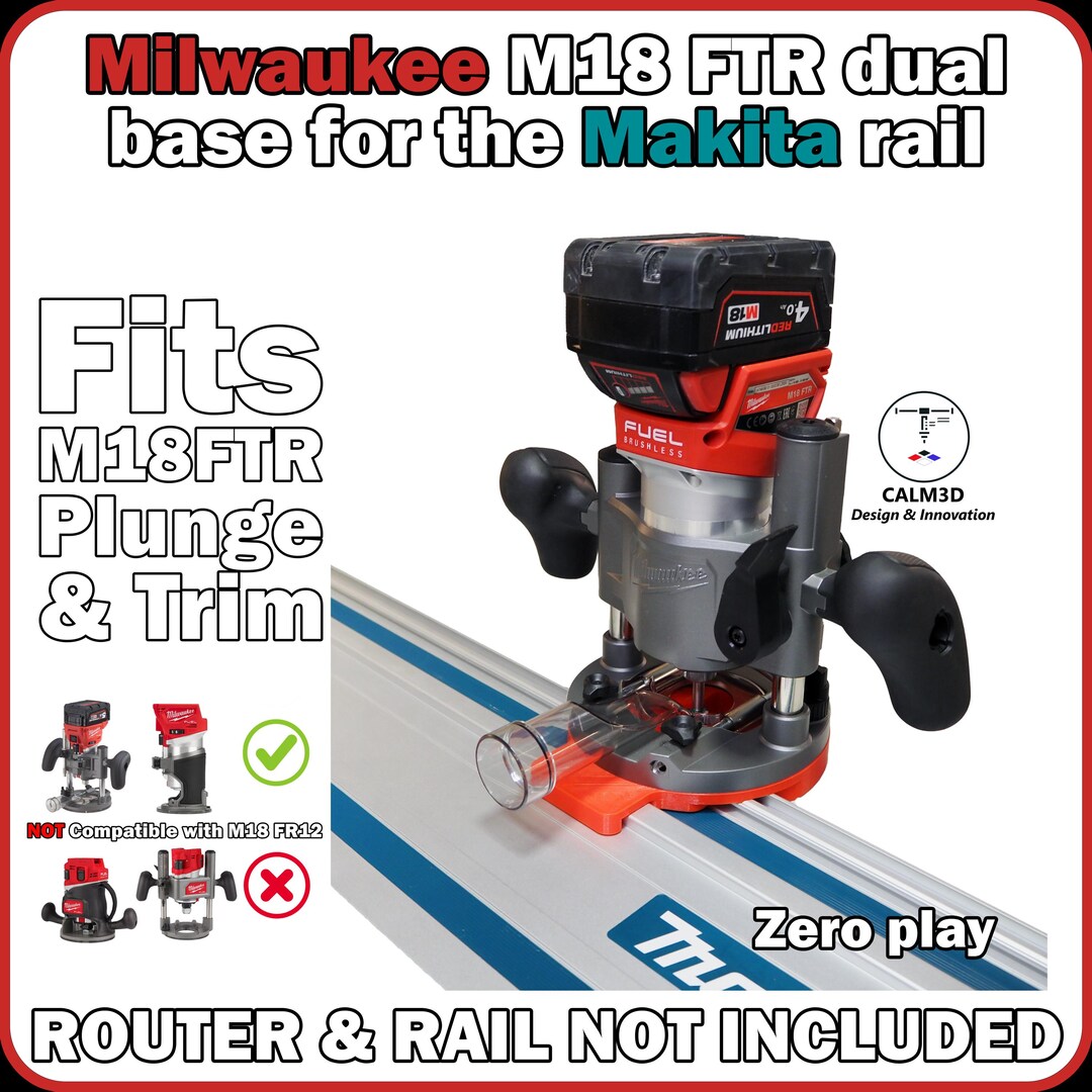 Milwaukee M18 FTR Dual Fit Router Sub-base for Use on the Makita Rail ...