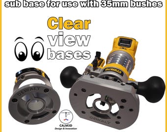 Dewalt DCW600 DCW604 DNP612 D26200 D26204 plunge & trim sub-base set for 35mm bushes - clear view