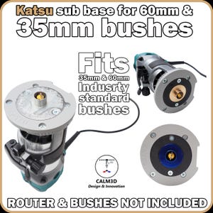 Base di supporto per fresatrice Katsu M1DP, compatibile con boccole guida da 60 mm e 35 mm.