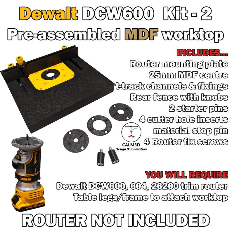 Dcw600 Router Bit Set Dewalt DCW600 DCW604 26200 Compact Trim Router Table Kits - Etsy