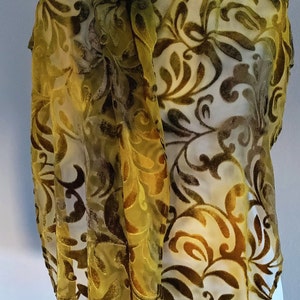 SILK Chiffon Burnout Velvet Scarf, Hand Painted, Velvet shawl, Silk shawl, Abstract, Fringed, shawl, Unique, Gift for her