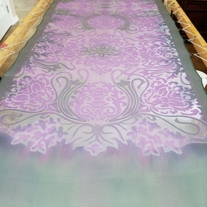 Original Hand painted Silk Scarf, Custom colors silk scarf Designer scarf, Art Nouveau, Silk Shawl Handpainted Unique Gift Wedding, Fringed
