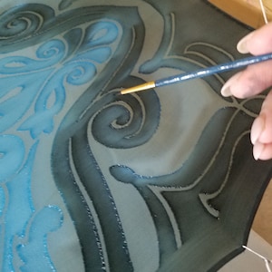 Silk shawl, Hand painted Silk Scarf, All Season Scarf, Art Deco, Unique, Custom colors, Art Nouveau, Gift for Her, Silk Gift, Wedding.