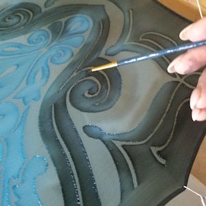 Silk shawl, Hand painted Silk Scarf, Silk Scarf Custom colors, Art Deco, Designer Silk Scarf, Unique, Art Nouveau, Gift for Her, Wedding.