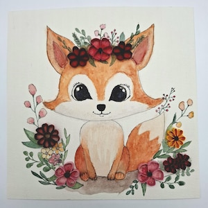 Motivo animale con quilling: motivo animale dipinto a mano con pittura ad acquerello e accenti di quilling