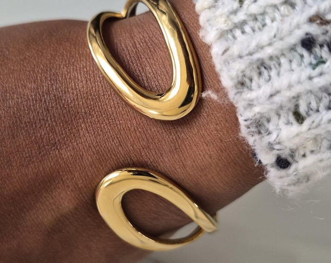 Featured listing image: Gold-plated bangle bracelet for women - Gift cuff bracelet for women - Gold-plated stainless steel bangle - Women's bangle bracelet - Cuff bracelet