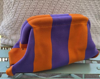 Striped summer clutch bag, colorful woven beach handbag, women's evening clutch, handbag pouch, travel toiletry bag