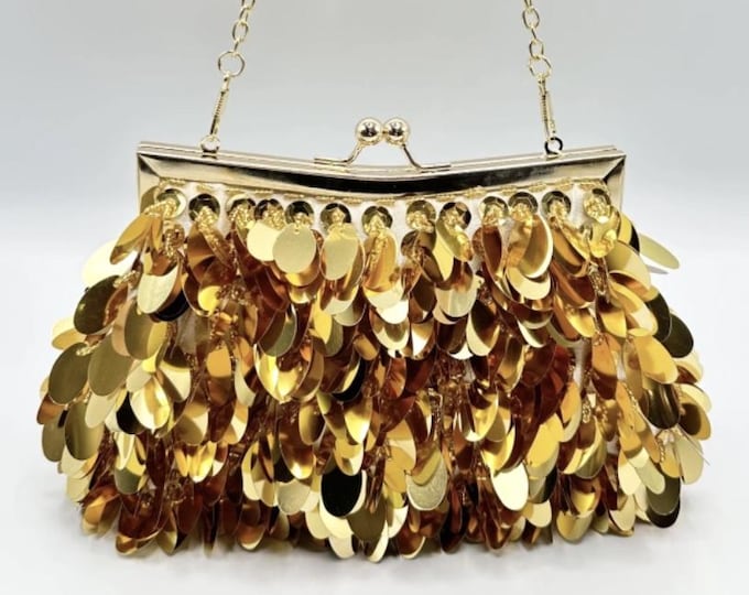 Featured listing image: Gold evening clutch with large sequins