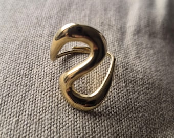 Asymmetrical open ring in gold-tone stainless steel - Adjustable geometric ring - Gift for her