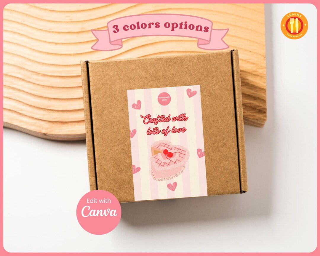 Custom Bakery Box Label Template, Professional Canva Cake Packaging ...