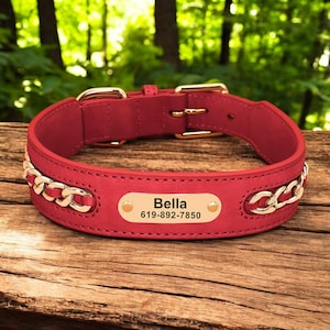 Custom Leather Dog Collars with Personalized ID Tag|Stylish Nameplate for Small - Medium & Large Dogs|Ideal Pet Gift for Dog Lovers!