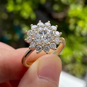 2 Ct Round Brilliant Cut Moissanite Engagement Ring, Round Cut Ring, Hidden Halo Ring, Brilliant Cut Ring