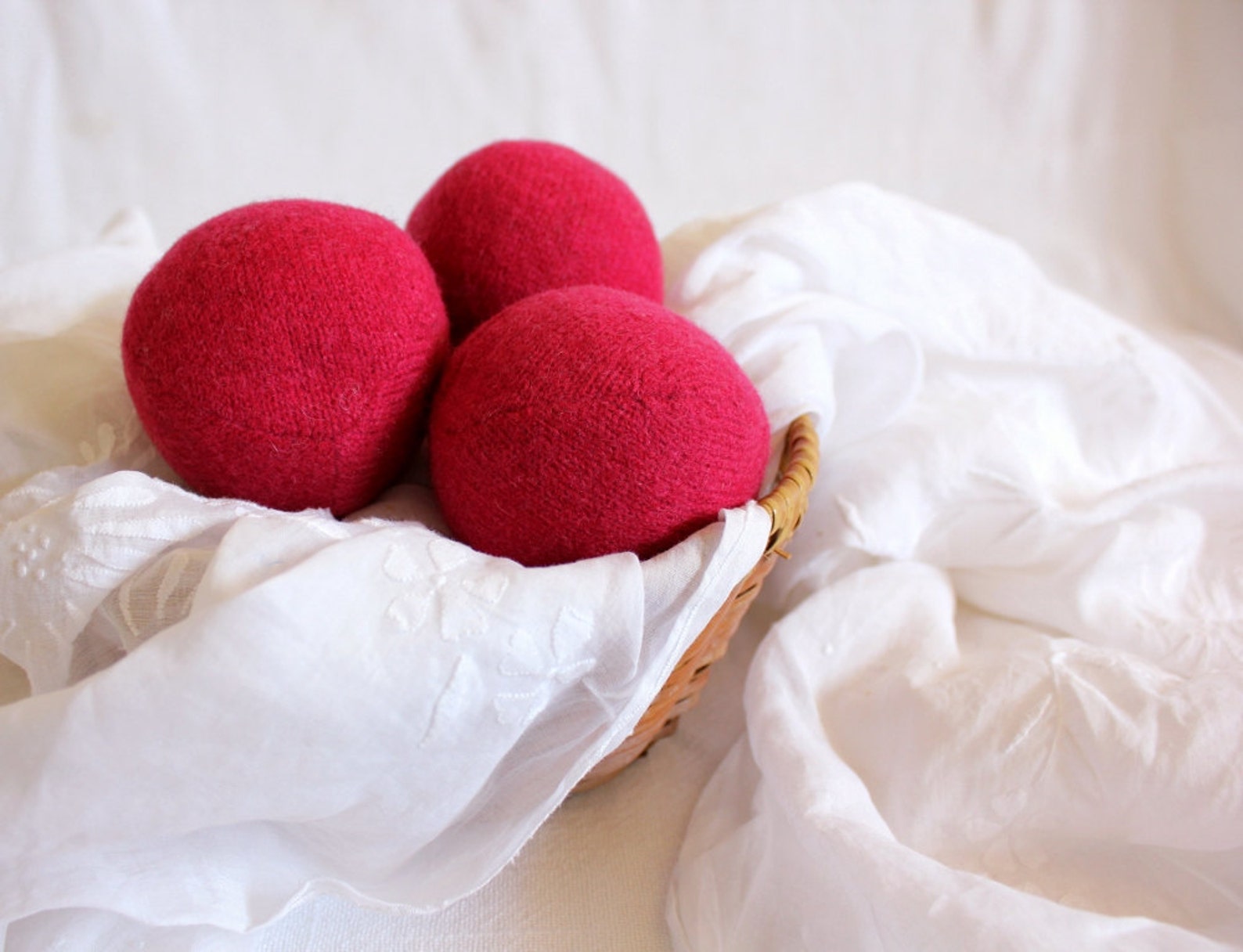 Wool Dryer Balls Raspberry Pink Set of 3 From Repurposed Etsy