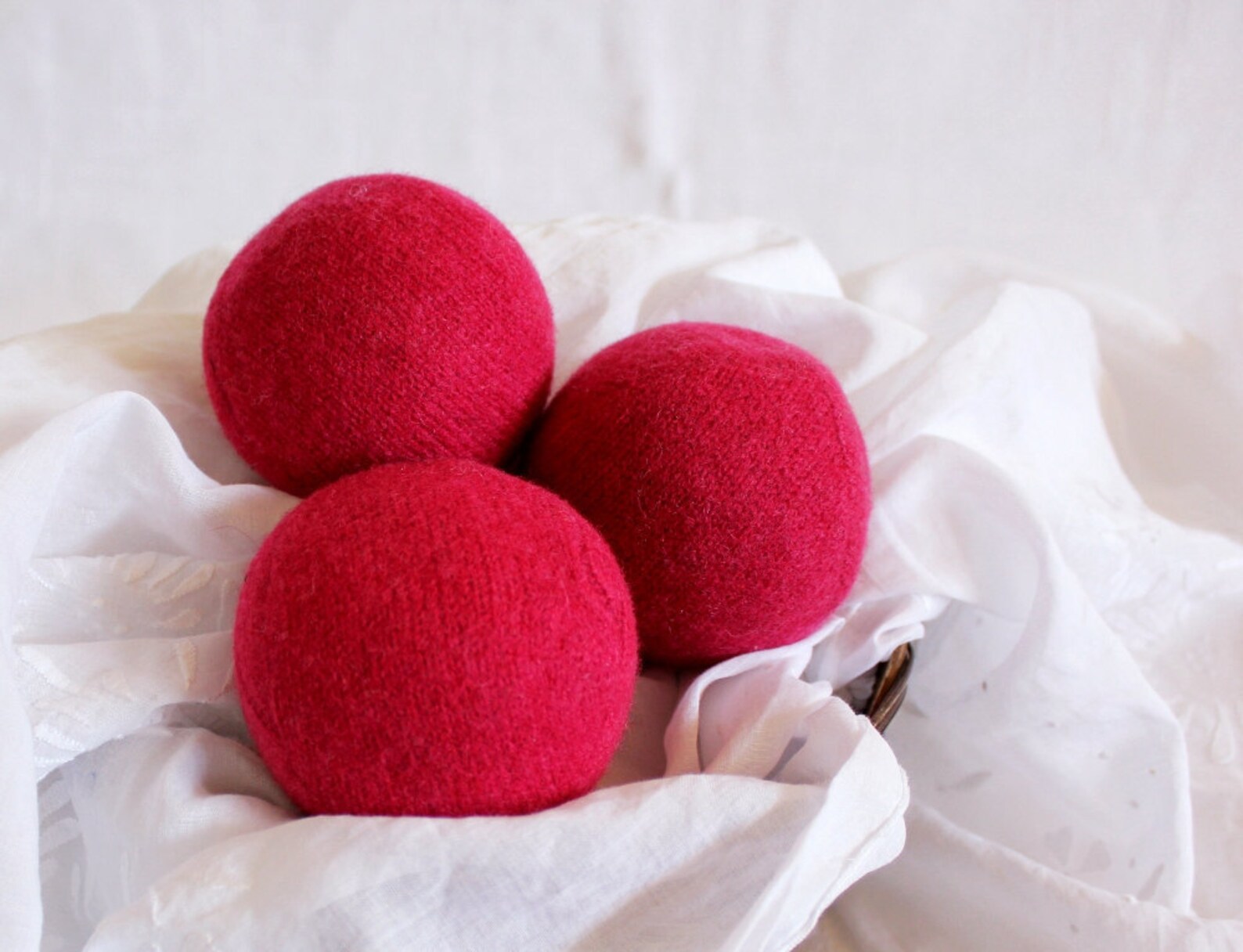 Wool Dryer Balls Raspberry Pink Set of 3 From Repurposed Etsy