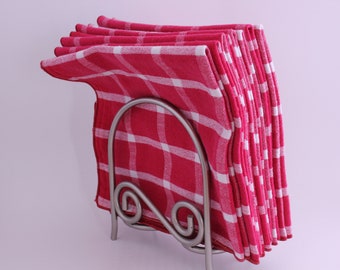 Todos los días tela Mesa Napkins (conjunto de 8) en Gingham a cuadros rojo y blanco