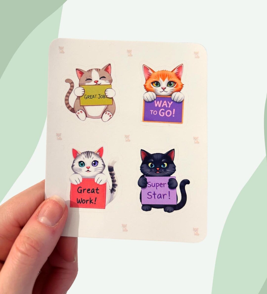 48pc Cat Stickers, Teachers Rewards Stickers for Kids, Well Done ...
