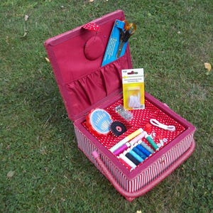 Caja de costura, cesta de costura, cesta para manualidades con o sin kit de costura