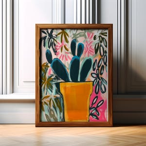 Minimalistischer Kaktus Wand Kunst Druck - Sukkulente Pflanze Dekor, Boho Botanisches Poster, Ästhetisches Home Office, Grüne Natur Kunst
