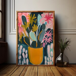 Kaktus Poster Druck - Sukkulenten Pflanze Wandkunst, Boho Wüsten Dekor, minimalistisches botanisches Kunstwerk, Grünästhetik, Naturdruck