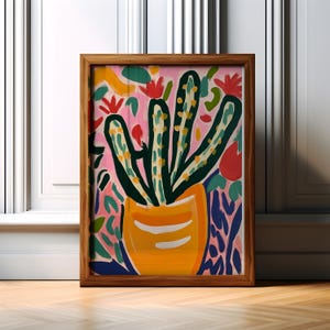 Wüstenkaktus-Wandkunst - Sukkulenten-Plakat im Topf, minimalistischer botanischer Druck, Boho-Natur-Dekor, ästhetisches Kunstwerk