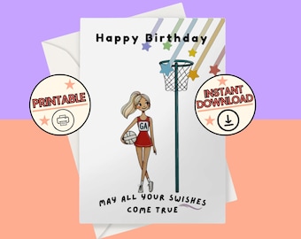 Netball Lover Geburtstagskarte: Druckbare PDF